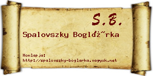 Spalovszky Boglárka névjegykártya